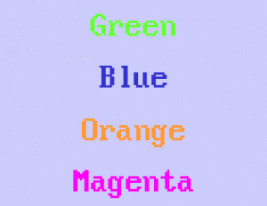 color word display illustrating Tognazinni's Paradox